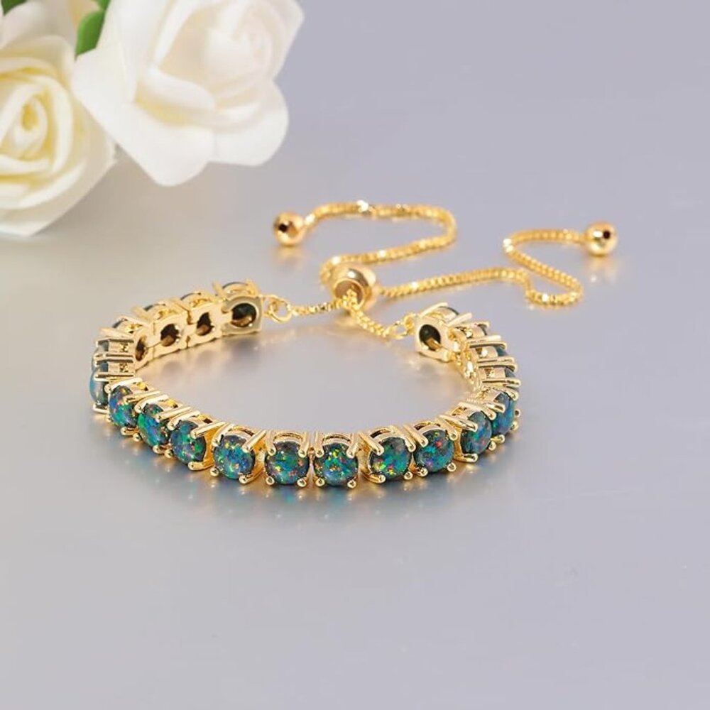Bolo Style Created Opal bracelets - Picture 4 of 5